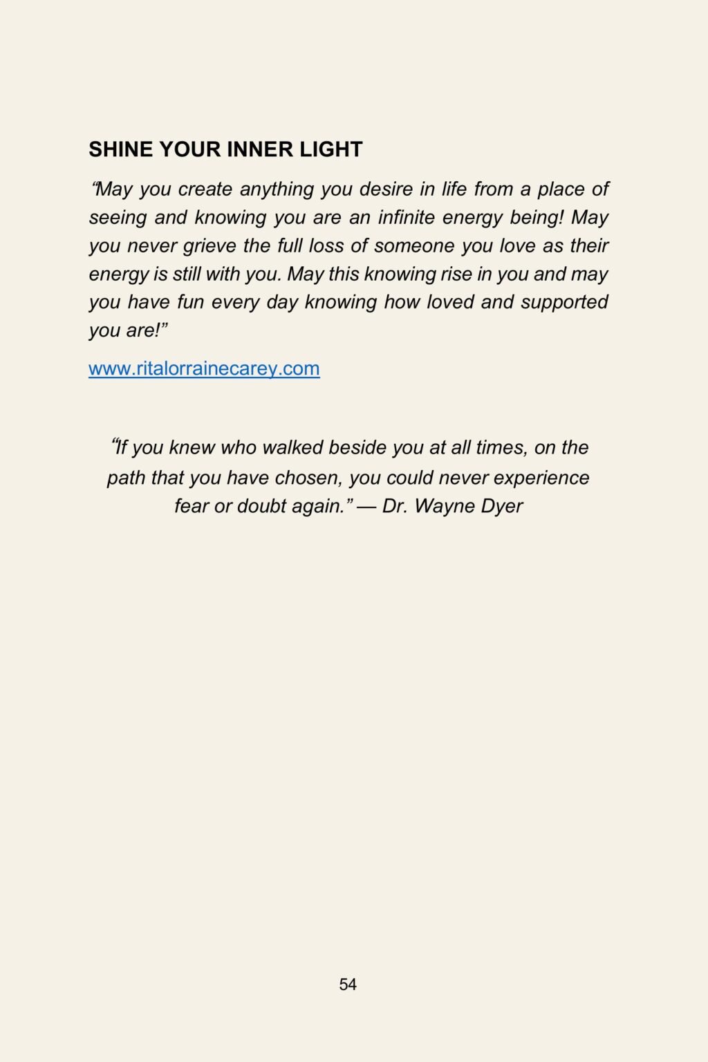 Shine Your Inner Light — a blessing, with a quote from Dr. Wayne Dyer