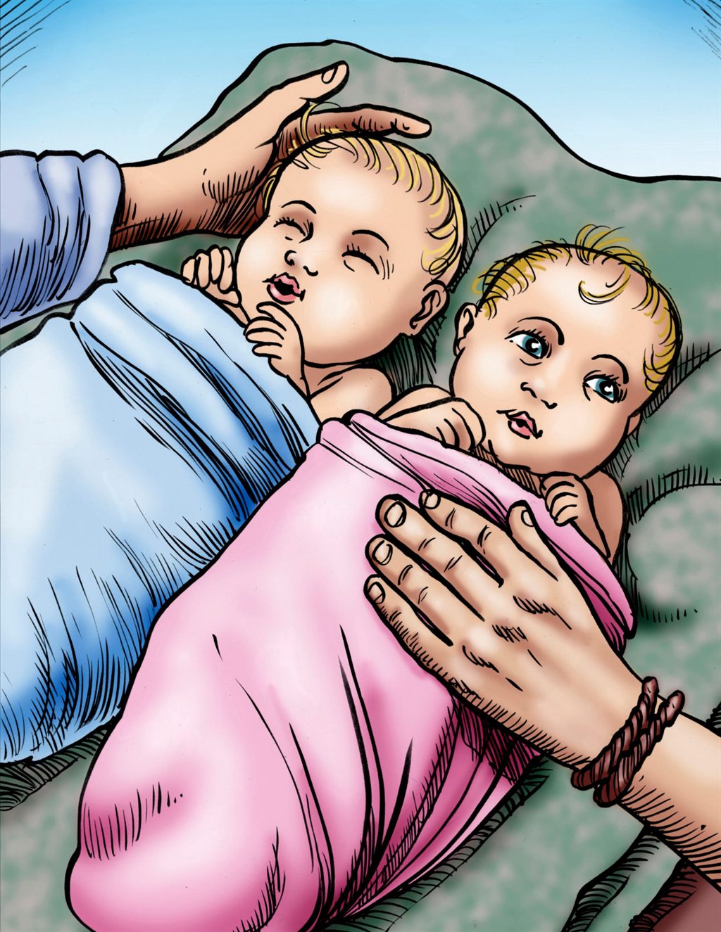 Elijah’s newborn twins, a boy and a girl