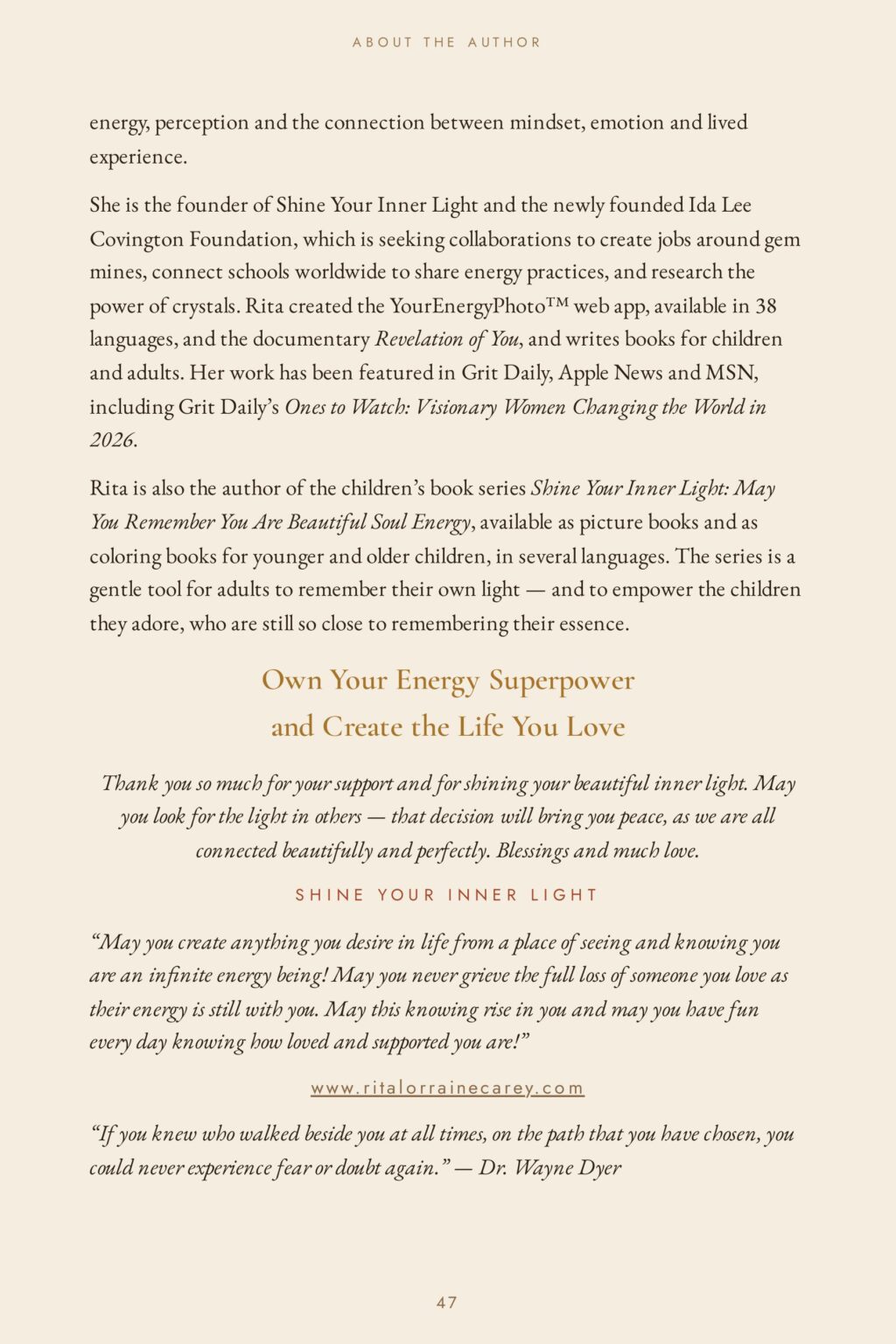 About the author, continued — Own Your Energy Superpower and Create the Life You Love