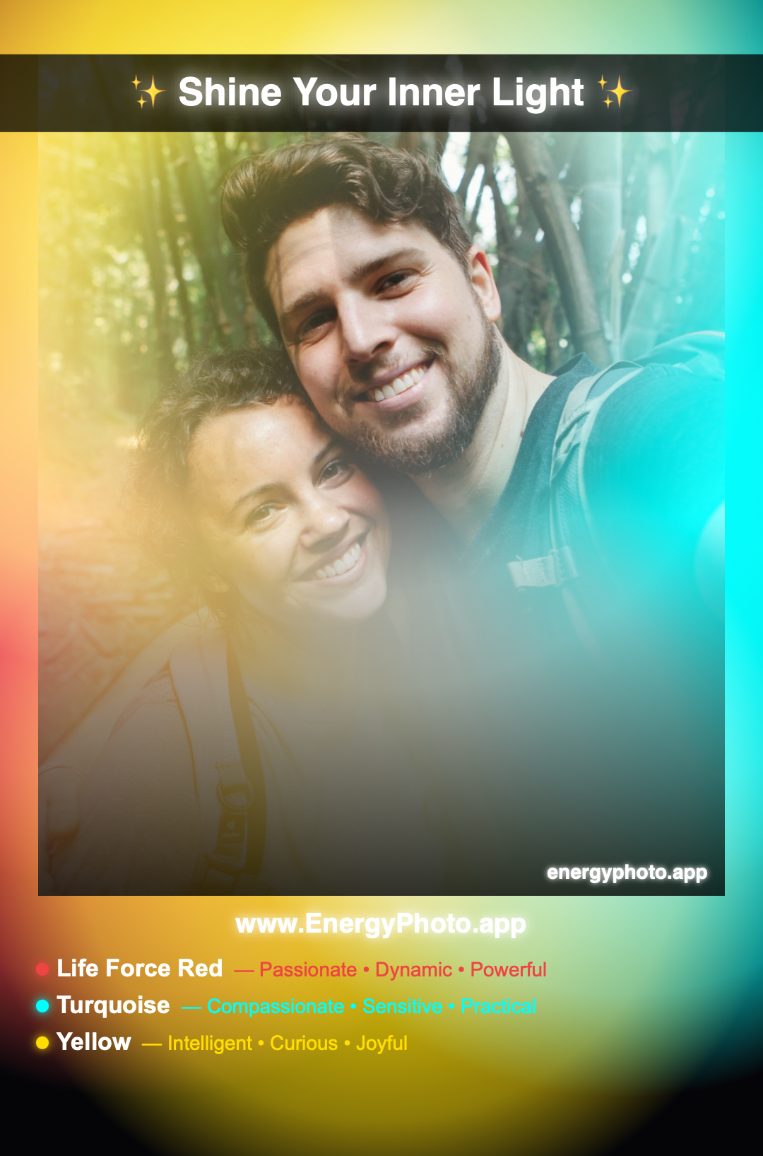 ❤️ Life Force Red🤵 Turquoise💛 YellowPassionate · Compassionate · Joyful