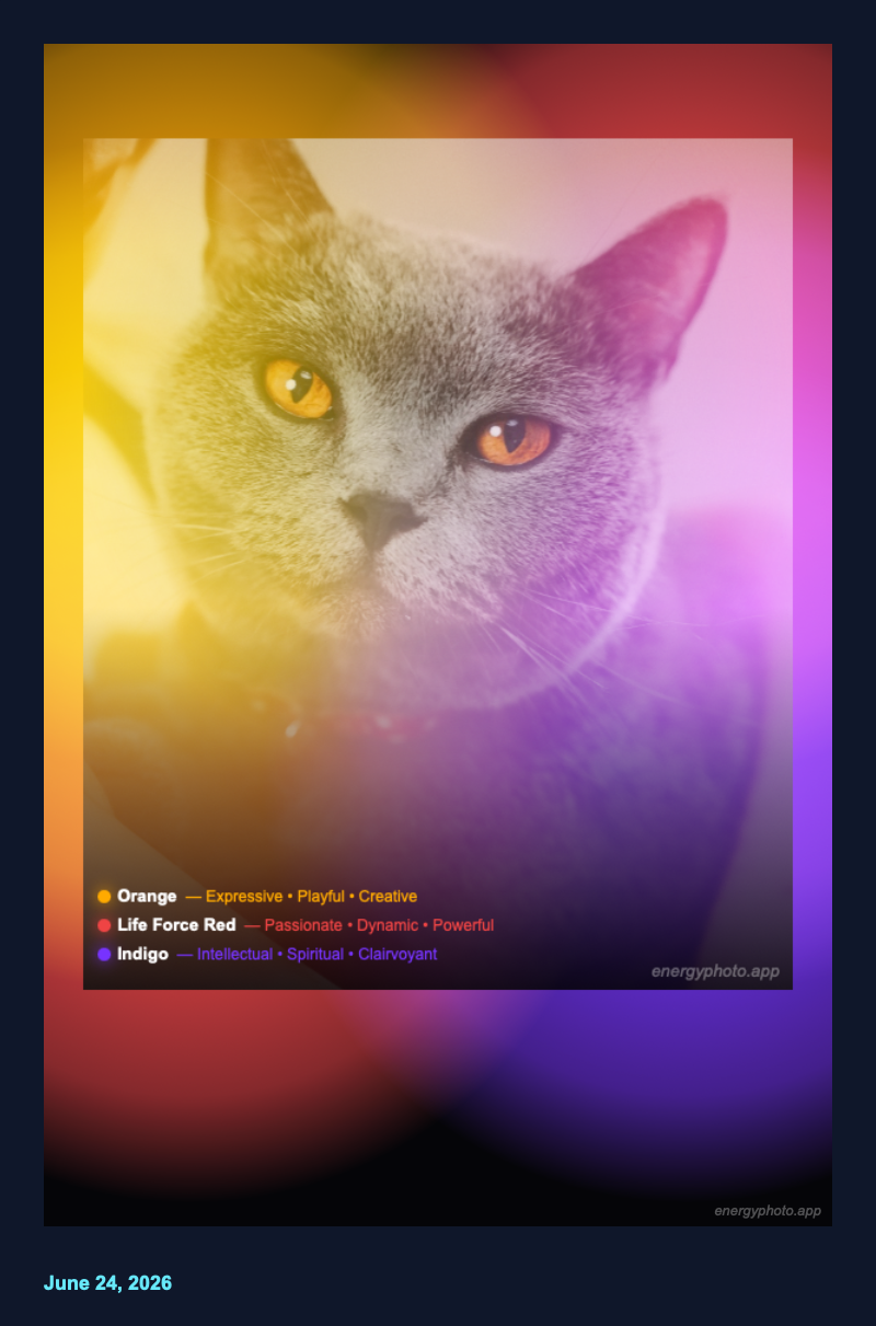 🟠 Orange❤️ Life Force Red💙 IndigoPlayful · Passionate · Clairvoyant
